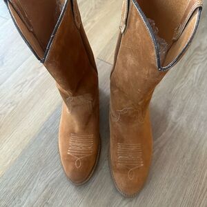Vintage 1978 Harvest Wheat brown suede cowboy boots 8.5M  tan Wolverine boots